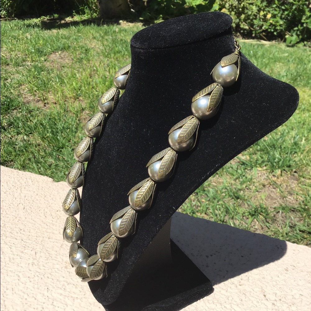 Bella Jack Silver Antique Gold Bead Necklace 10”.